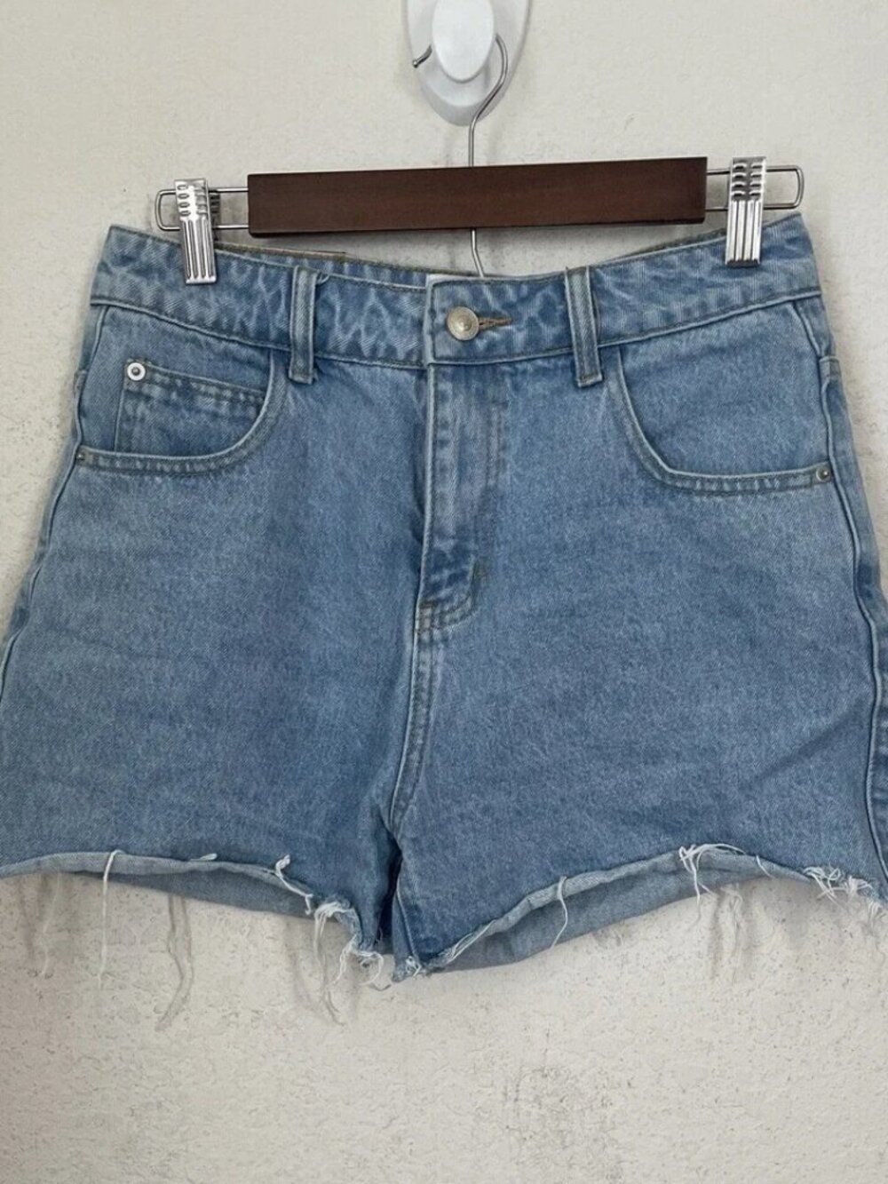 Princess Polly Women’s Cutoff Denim Jean Shorts High Waist Blue Size 6 Blue